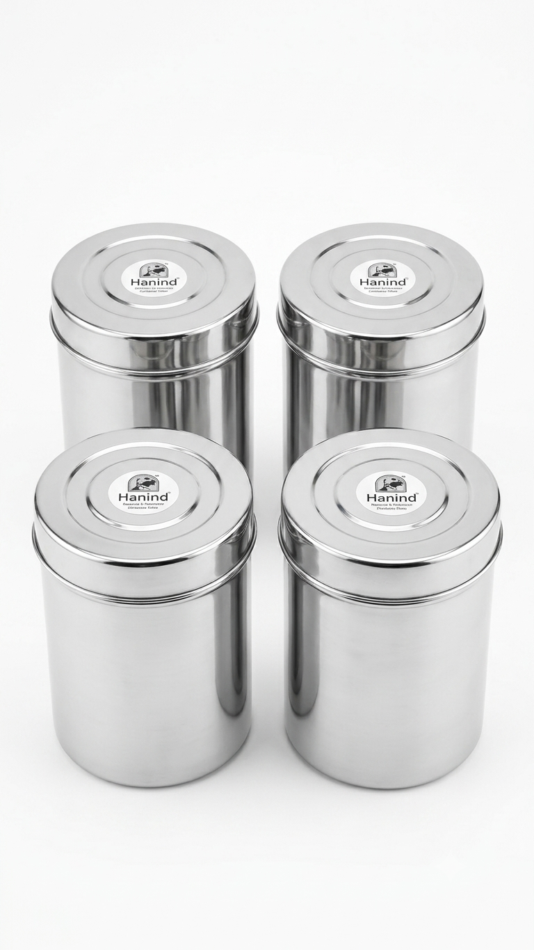 Hanind Stainless Steel, Steel Utility Container - 1 kg (Pack of 4, Silver)